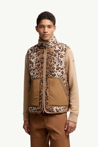 Moncler Wool Blend Teddy Zip-Up Vest Beige Beige
