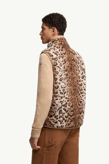 Moncler Wool Blend Teddy Zip-Up Vest Beige Beige