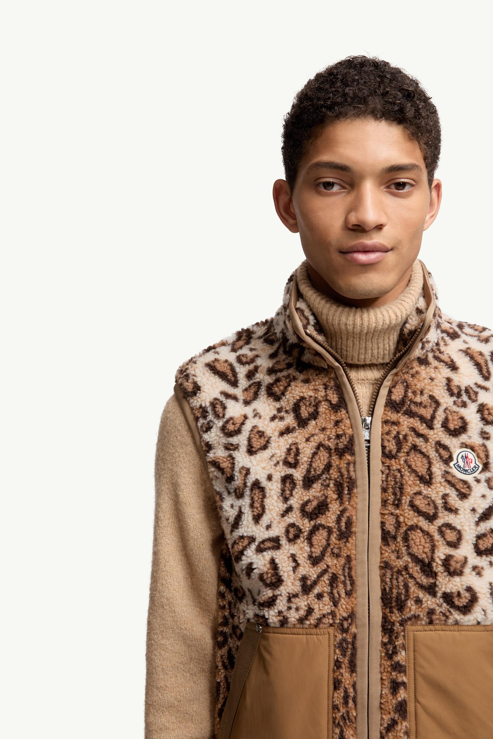 Moncler Wool Blend Teddy Zip-Up Vest Beige Beige