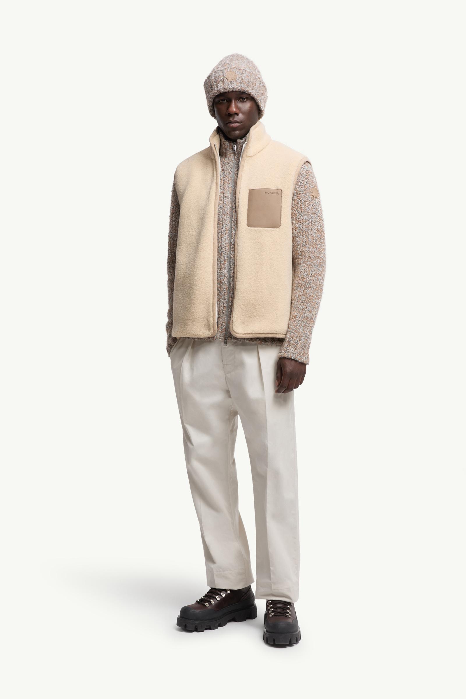 Moncler Nubuck-Trimmed Teddy Vest Beige Beige