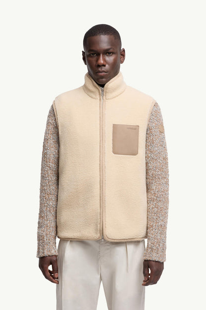 Moncler Nubuck-Trimmed Teddy Vest Beige Beige