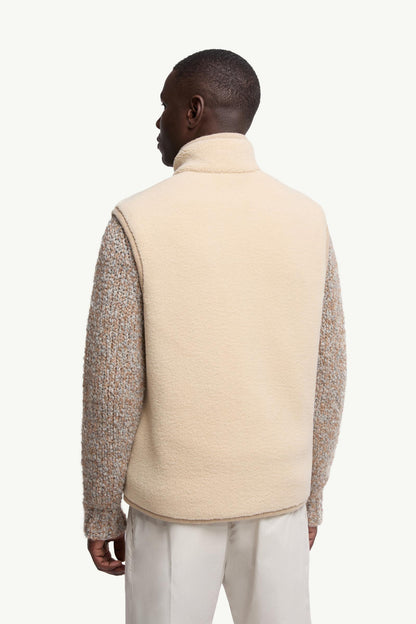 Moncler Nubuck-Trimmed Teddy Vest Beige Beige
