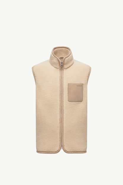 Moncler Nubuck-Trimmed Teddy Vest Beige Beige