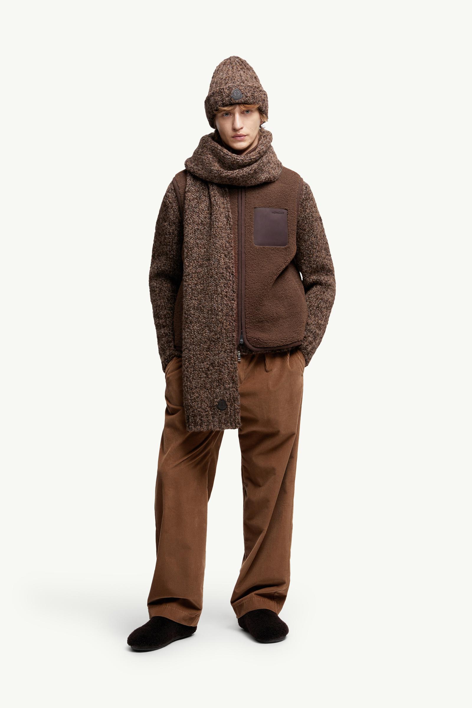 Moncler Nubuck-Trimmed Teddy Vest Brown Brown