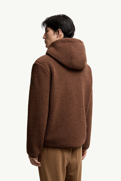 Moncler Teddy Zip-Up Hoodie Brown Brown