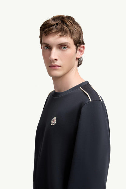 Moncler Logo Patch Cotton Sweatshirt Navy Blue Navy Blue