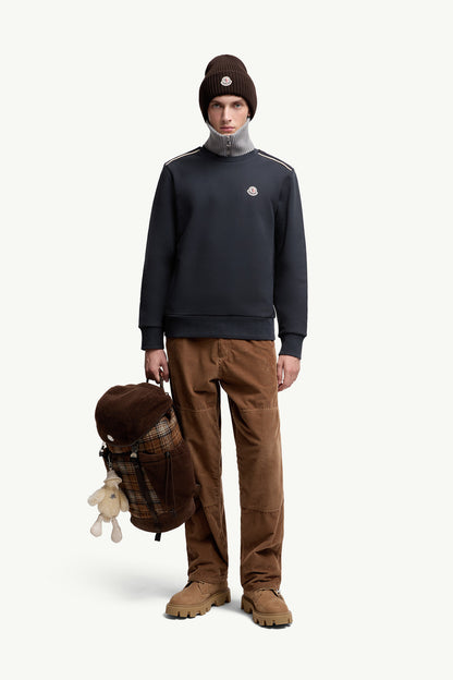 Moncler Logo Patch Cotton Sweatshirt Navy Blue Navy Blue