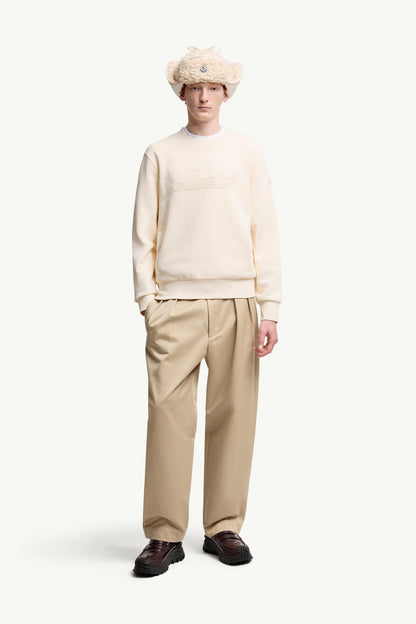 Moncler Cursive Logo Cotton Sweatshirt White White