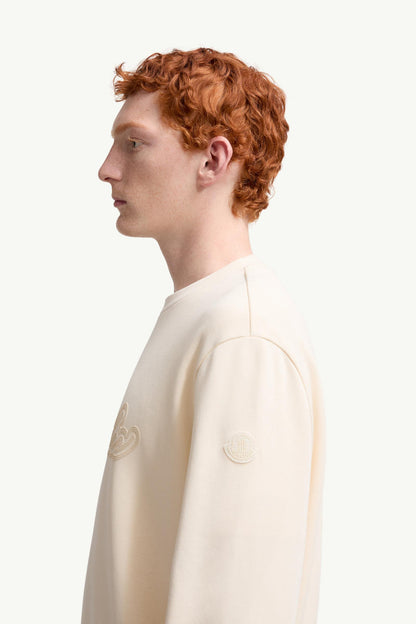 Moncler Cursive Logo Cotton Sweatshirt White White
