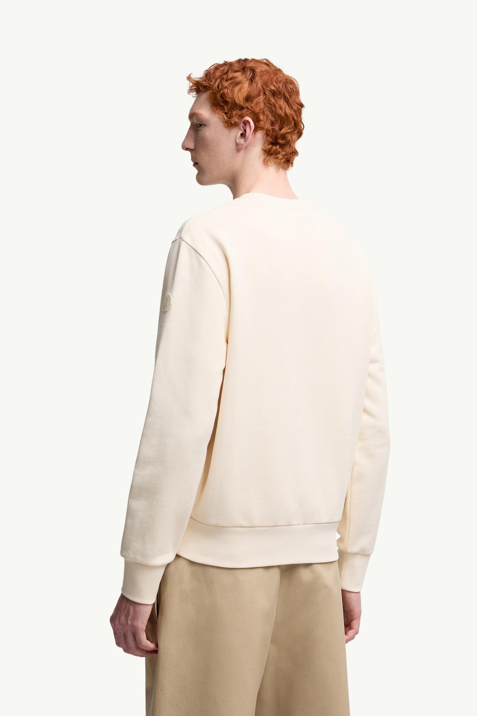 Moncler Cursive Logo Cotton Sweatshirt White White