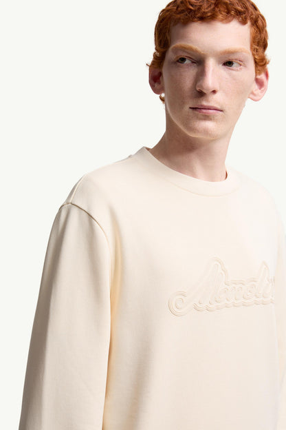 Moncler Cursive Logo Cotton Sweatshirt White White