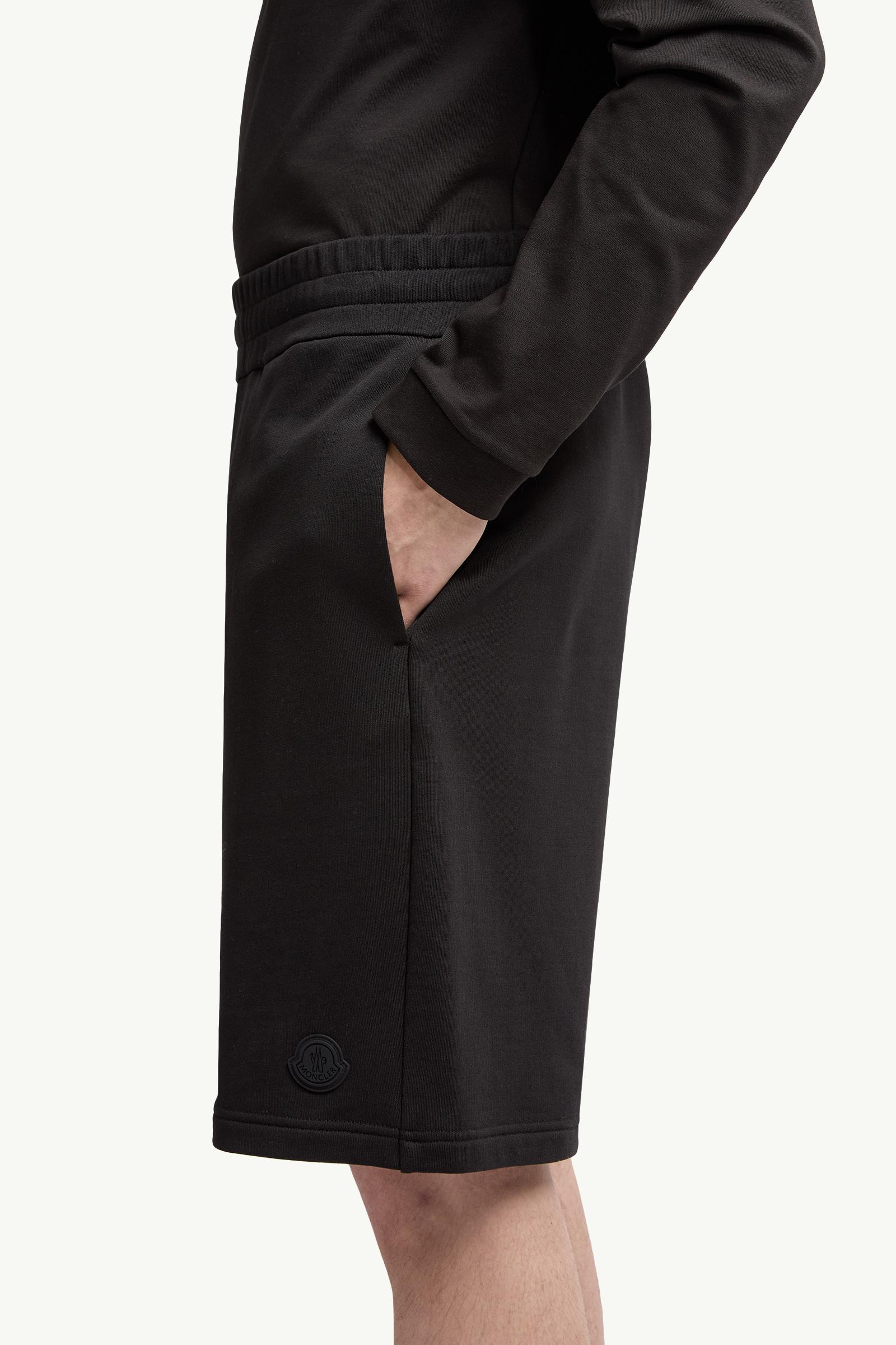 Moncler Logo Patch Cotton Shorts Black Black