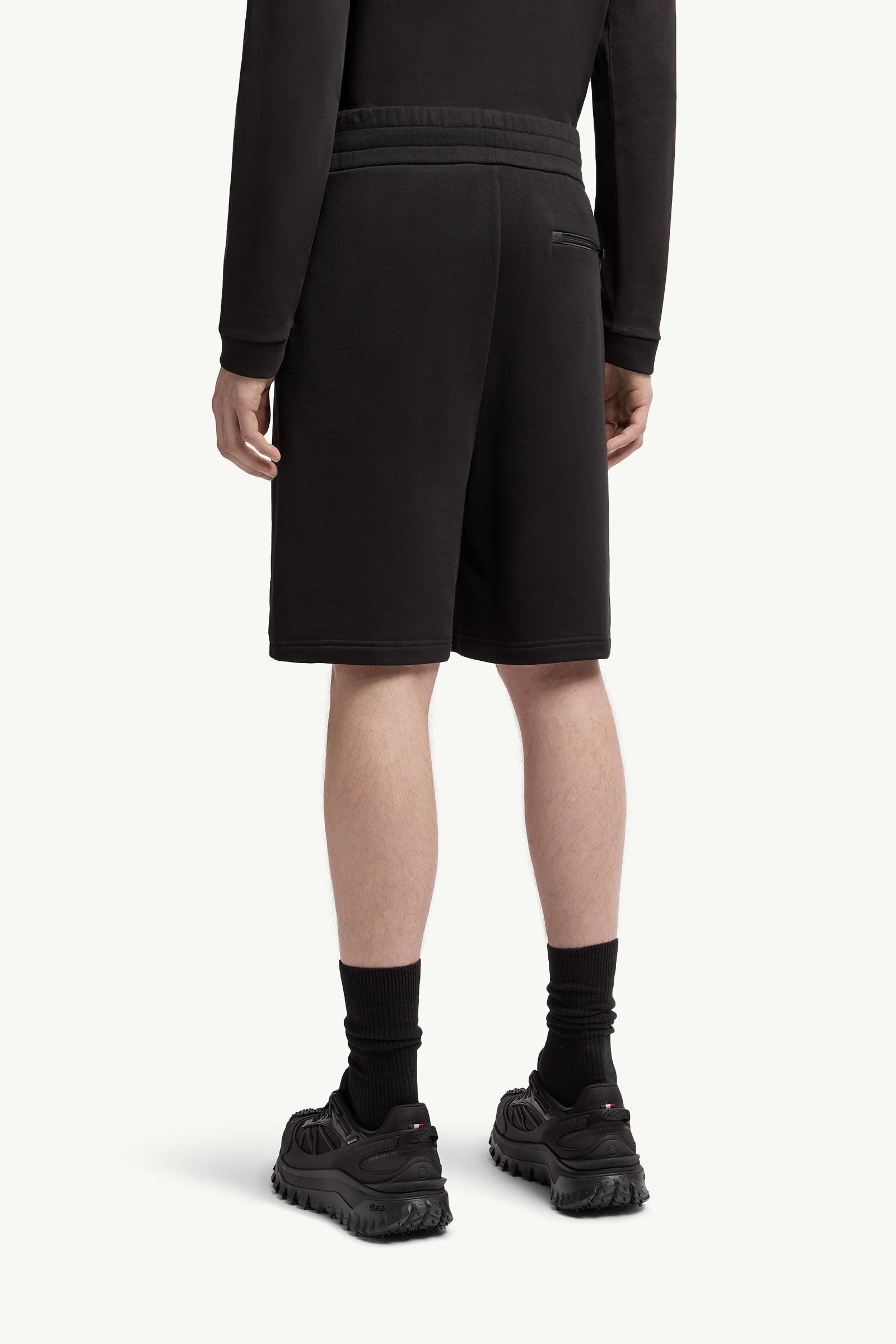 Moncler Logo Patch Cotton Shorts Black Black