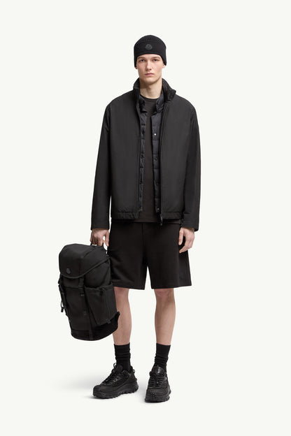 Moncler Logo Patch Cotton Shorts Black Black
