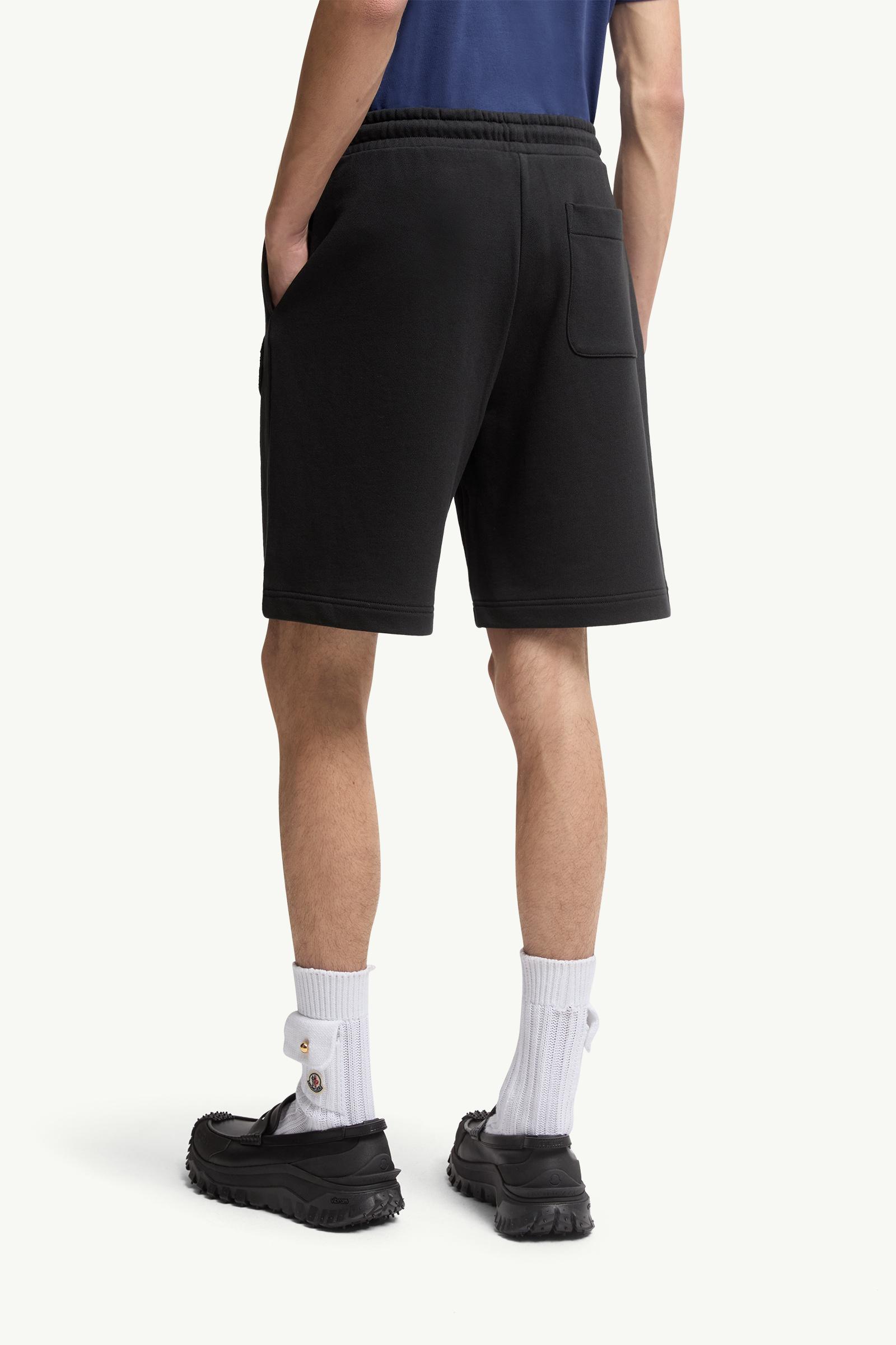 Moncler Logo Patch Cotton Shorts Black Black