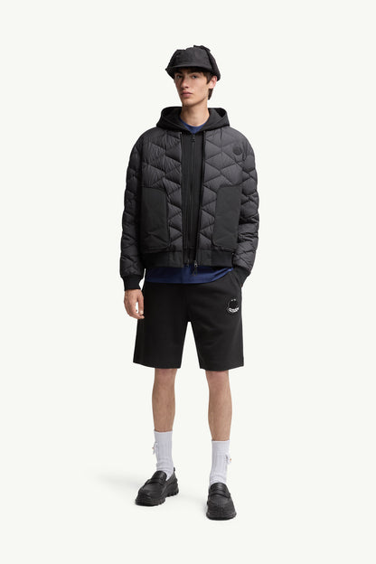 Moncler Logo Patch Cotton Shorts Black Black