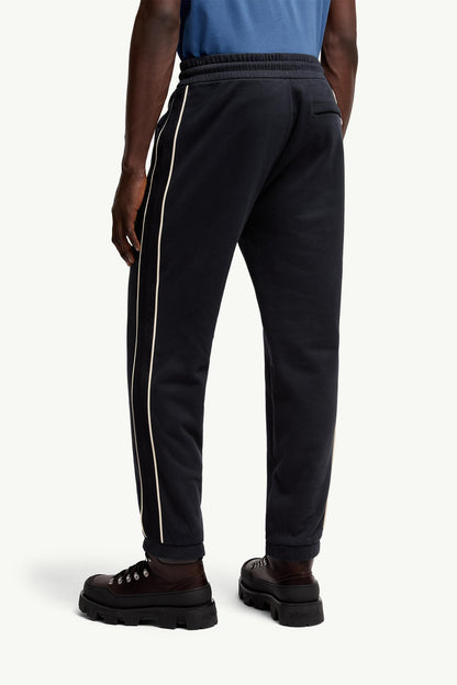 Moncler Stripe-Trimmed Cotton Sweatpants Navy Blue Navy Blue