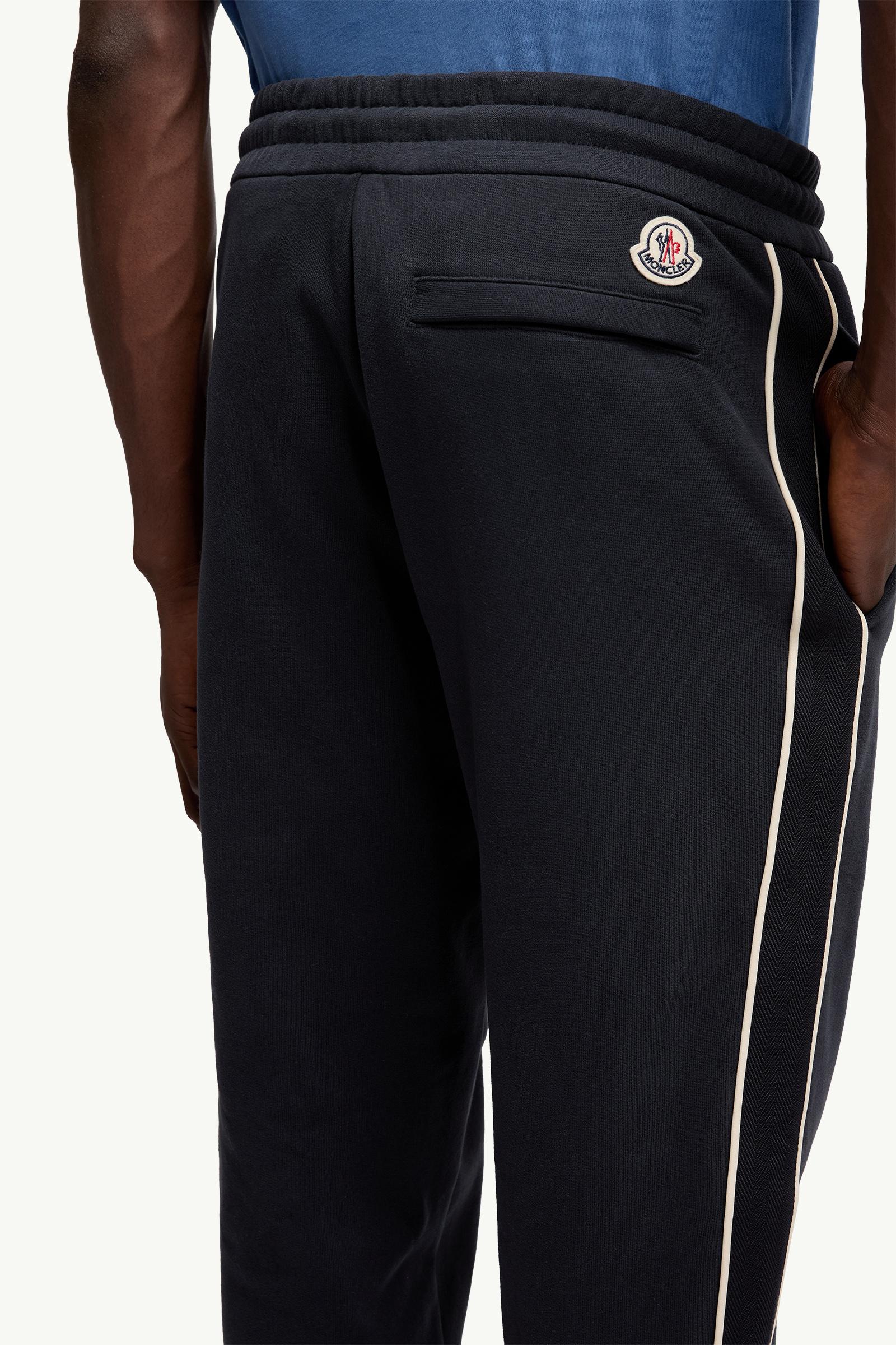 Moncler Stripe-Trimmed Cotton Sweatpants Navy Blue Navy Blue