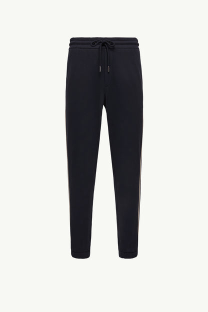Moncler Stripe-Trimmed Cotton Sweatpants Navy Blue Navy Blue