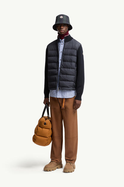 Moncler Padded Zip-Up Cotton Cardigan Blue Blue
