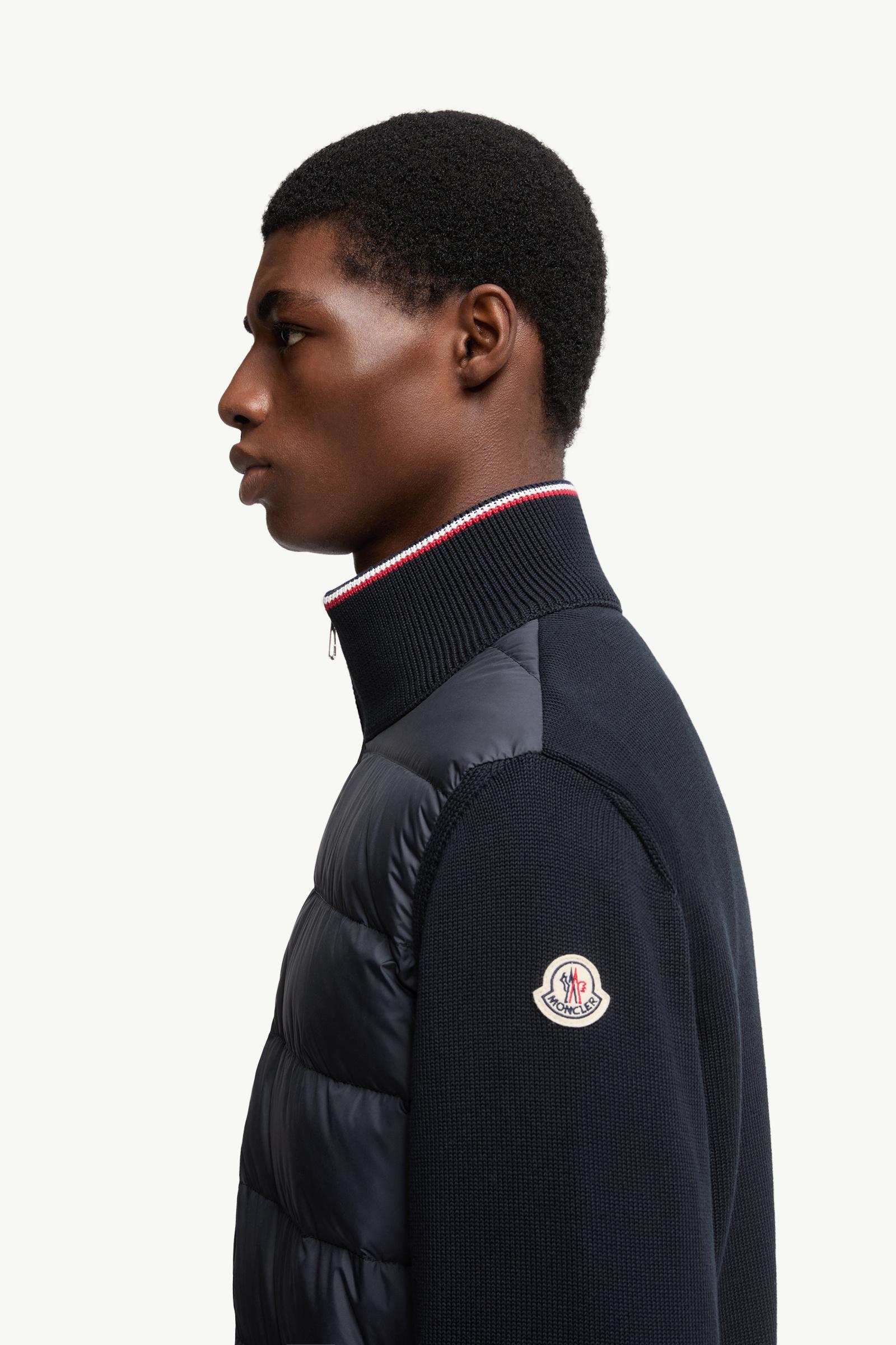 Moncler Padded Zip-Up Cotton Cardigan Blue Blue