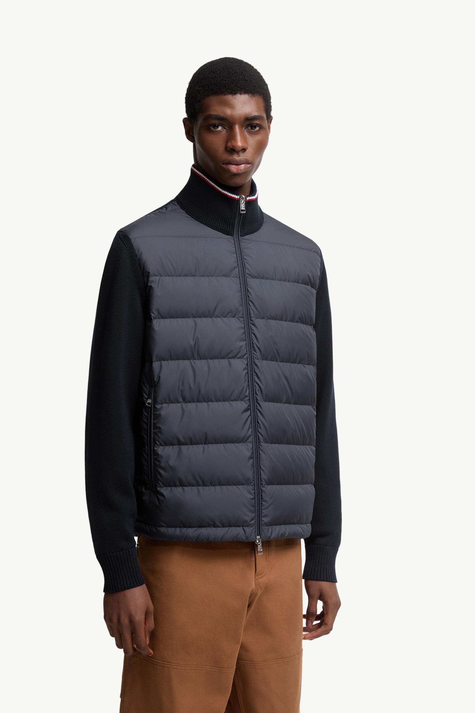 Moncler Padded Zip-Up Cotton Cardigan Blue Blue