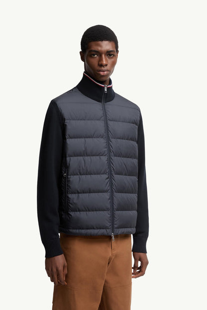 Moncler Padded Zip-Up Cotton Cardigan Blue Blue