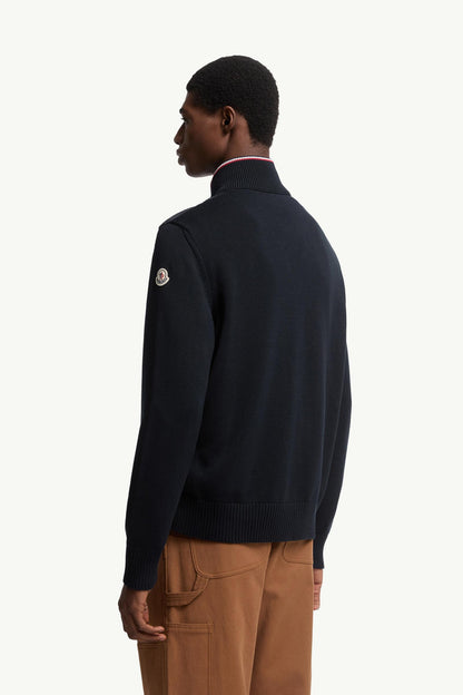 Moncler Padded Zip-Up Cotton Cardigan Blue Blue