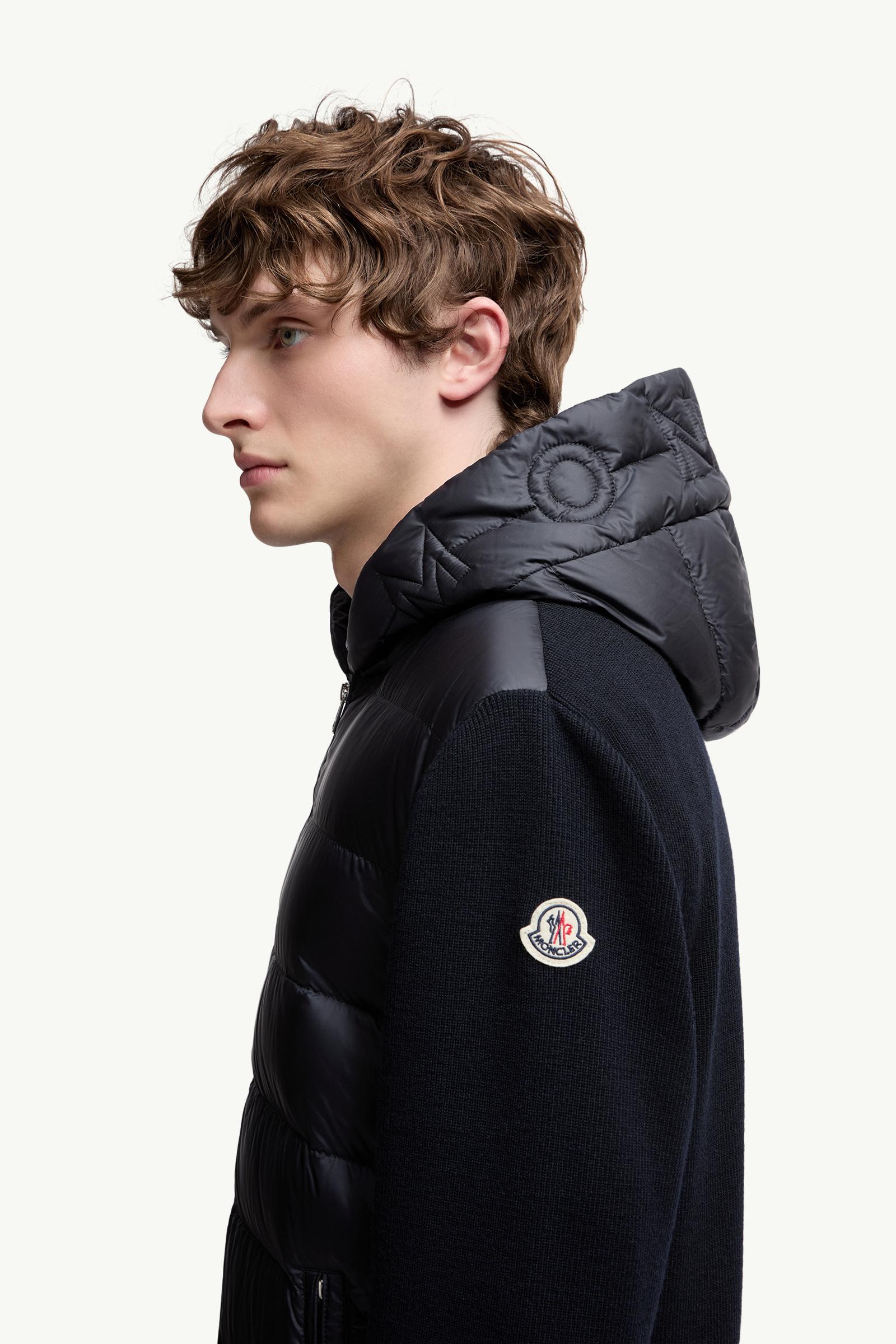 Moncler Padded Wool Zip-Up Hoodie Blue Blue