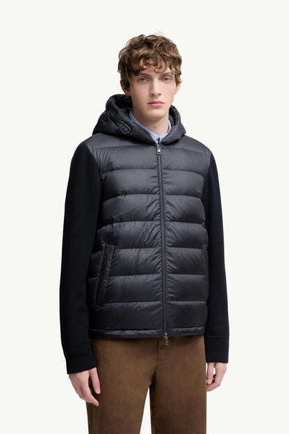 Moncler Padded Wool Zip-Up Hoodie Blue Blue