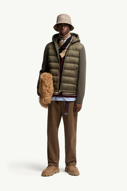 Moncler Padded Wool Zip-Up Hoodie Olive Green Olive Green