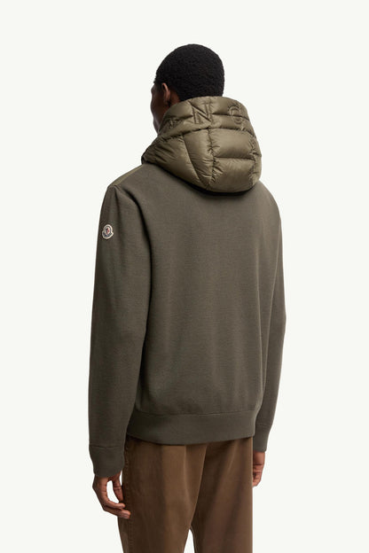 Moncler Padded Wool Zip-Up Hoodie Olive Green Olive Green