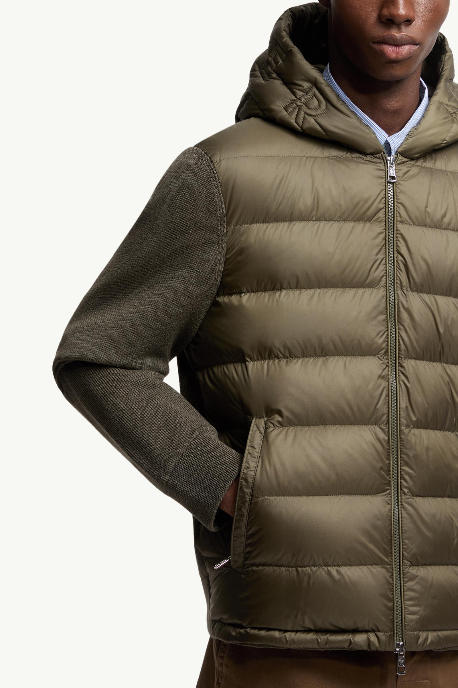 Moncler Padded Wool Zip-Up Hoodie Olive Green Olive Green
