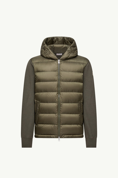 Moncler Padded Wool Zip-Up Hoodie Olive Green Olive Green