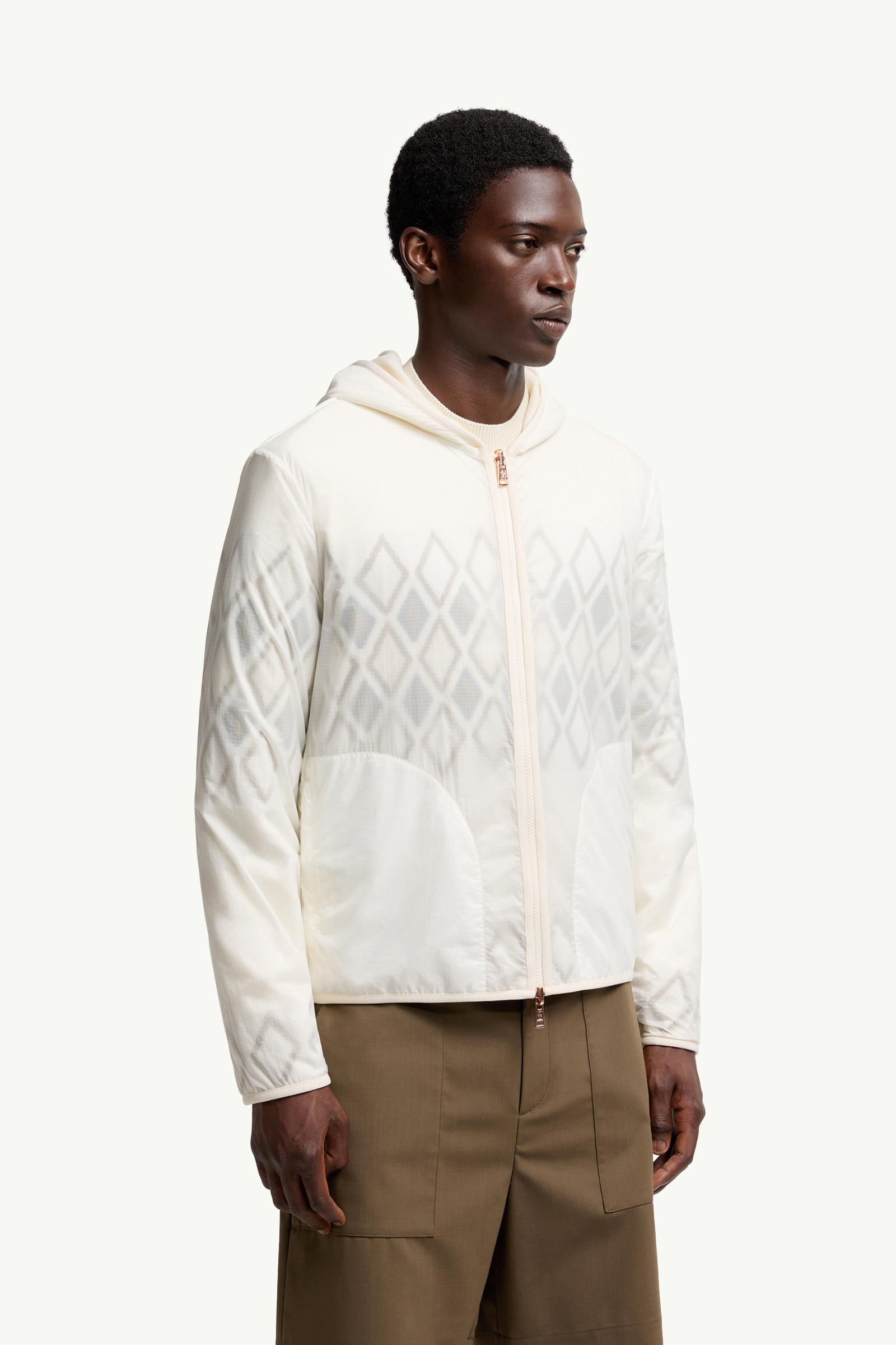 Moncler Reversible Wool Zip-Up Hoodie White & Green White & Green