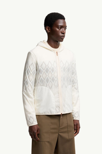 Moncler Reversible Wool Zip-Up Hoodie White & Green White & Green
