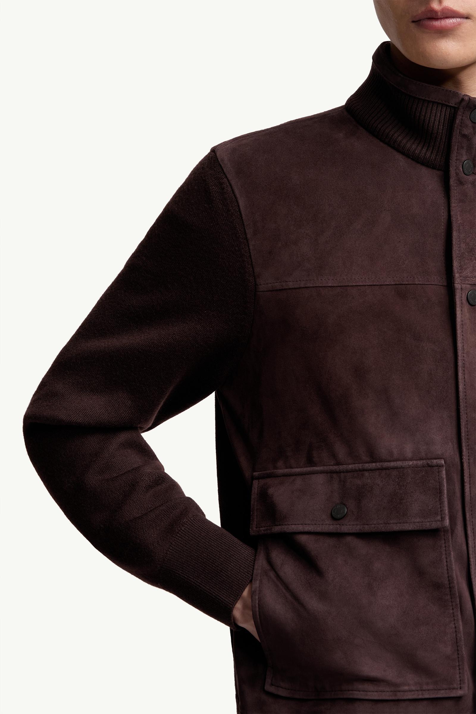 Moncler Wool & Suede Cardigan Brown Brown