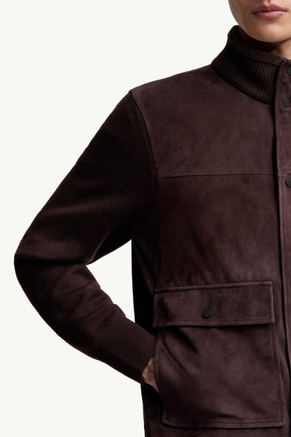 Moncler Wool & Suede Cardigan Brown Brown