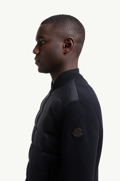 Moncler Padded Wool Zip-Up Cardigan Blue Blue