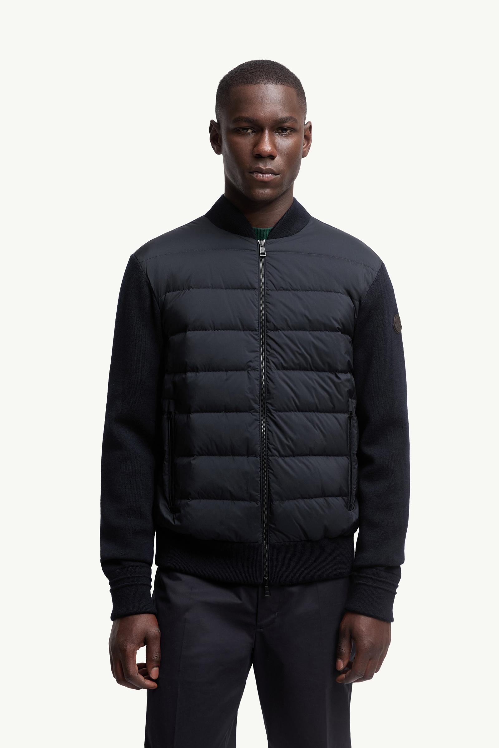 Moncler Padded Wool Zip-Up Cardigan Blue Blue