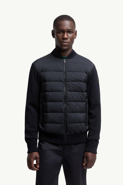 Moncler Padded Wool Zip-Up Cardigan Blue Blue