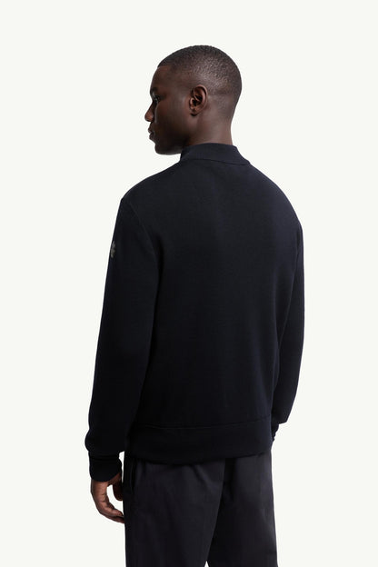 Moncler Padded Wool Zip-Up Cardigan Blue Blue