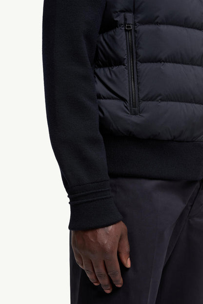 Moncler Padded Wool Zip-Up Cardigan Blue Blue