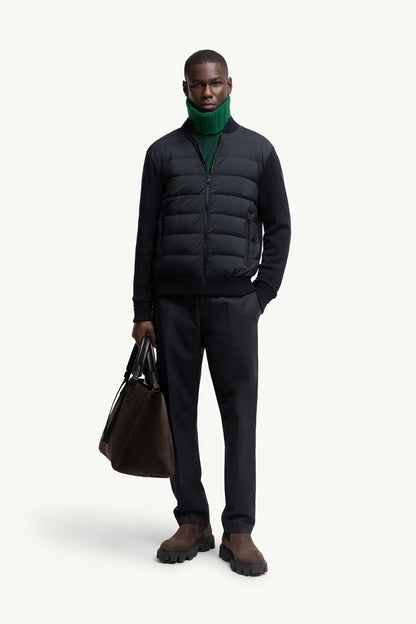 Moncler Padded Wool Zip-Up Cardigan Blue Blue