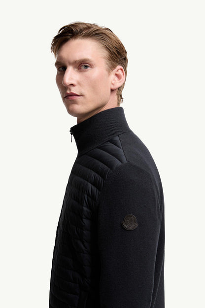 Moncler Padded Wool & Cashmere Zip-Up Cardigan Blue Blue