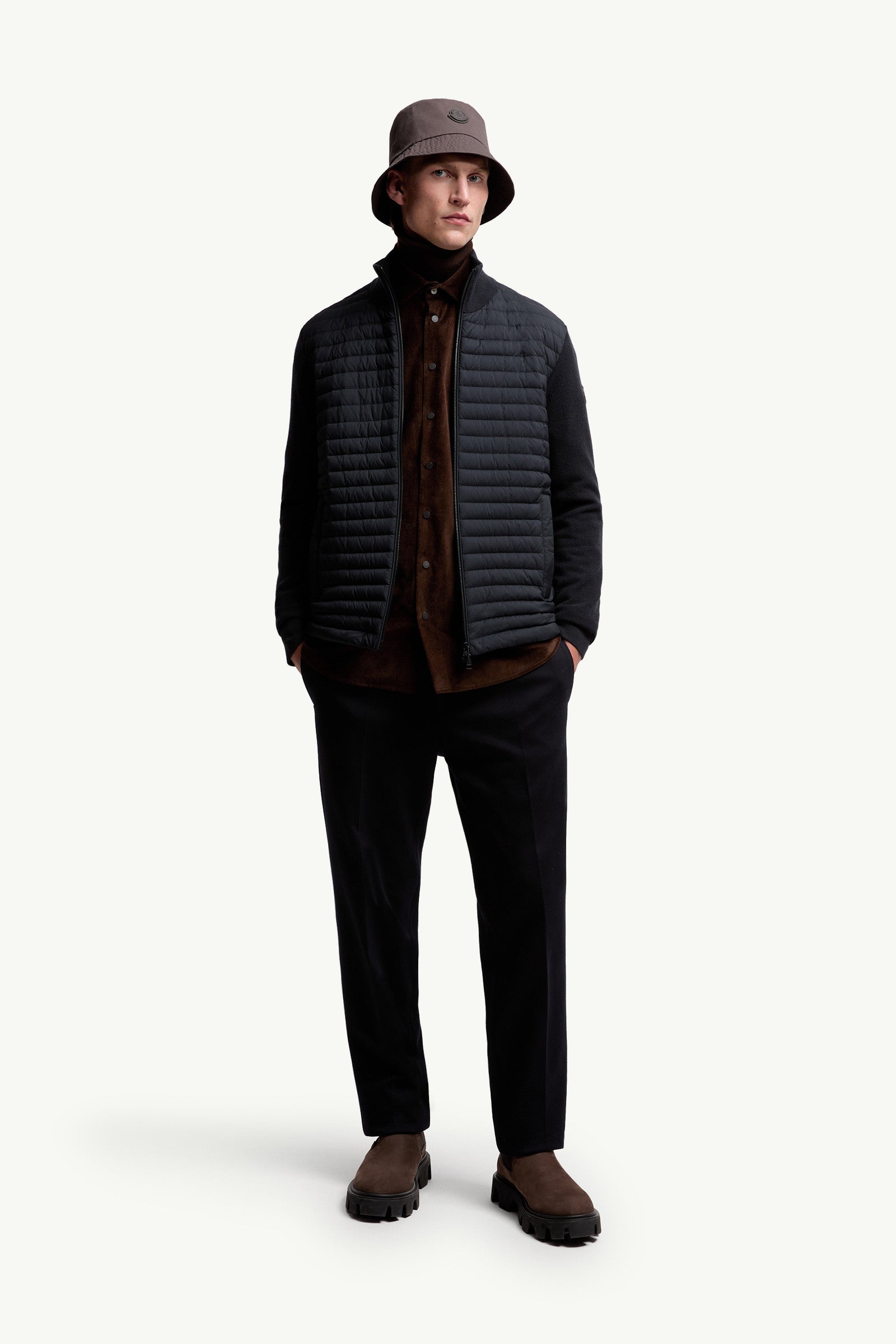 Moncler Padded Wool & Cashmere Zip-Up Cardigan Blue Blue