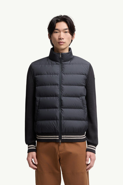 Moncler Padded Cotton Cardigan Navy Blue Navy Blue