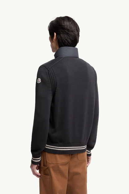 Moncler Padded Cotton Cardigan Navy Blue Navy Blue