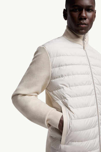 Moncler Padded Wool & Cashmere Zip-Up Cardigan White White
