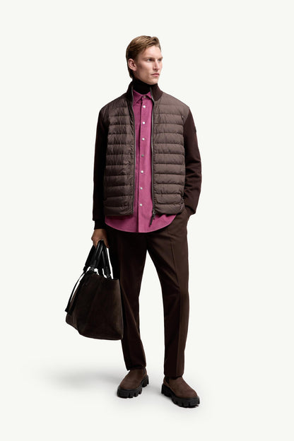 Moncler Padded Wool & Cashmere Zip-Up Cardigan Brown Brown